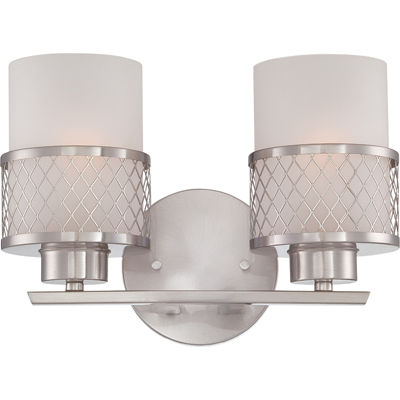 Nuvo Lighting 60/4682  Fusion - 2 Light Vanity Fixture with Frosted Glass in Brushed Nickel Finish